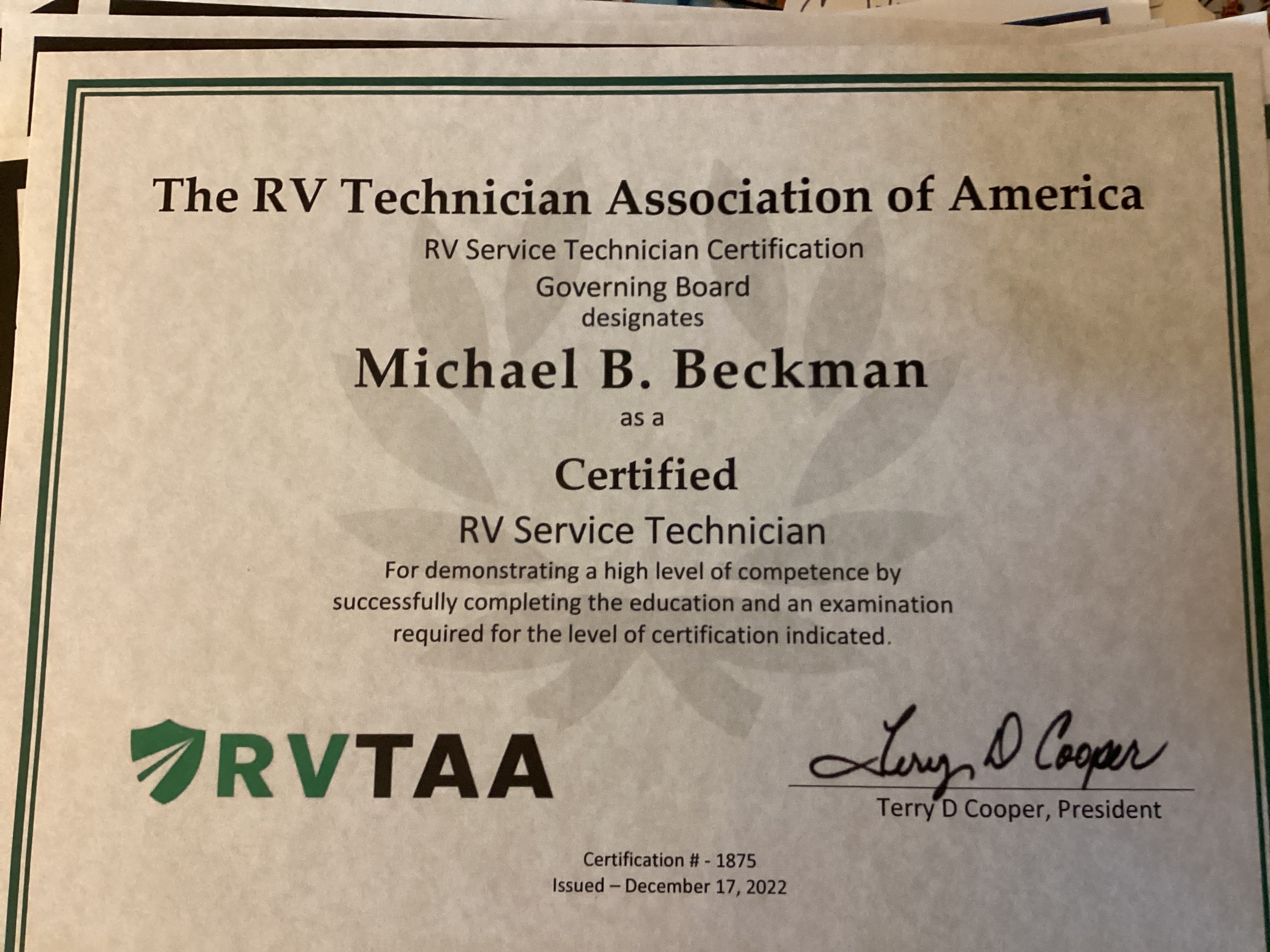 NRVTA certified
