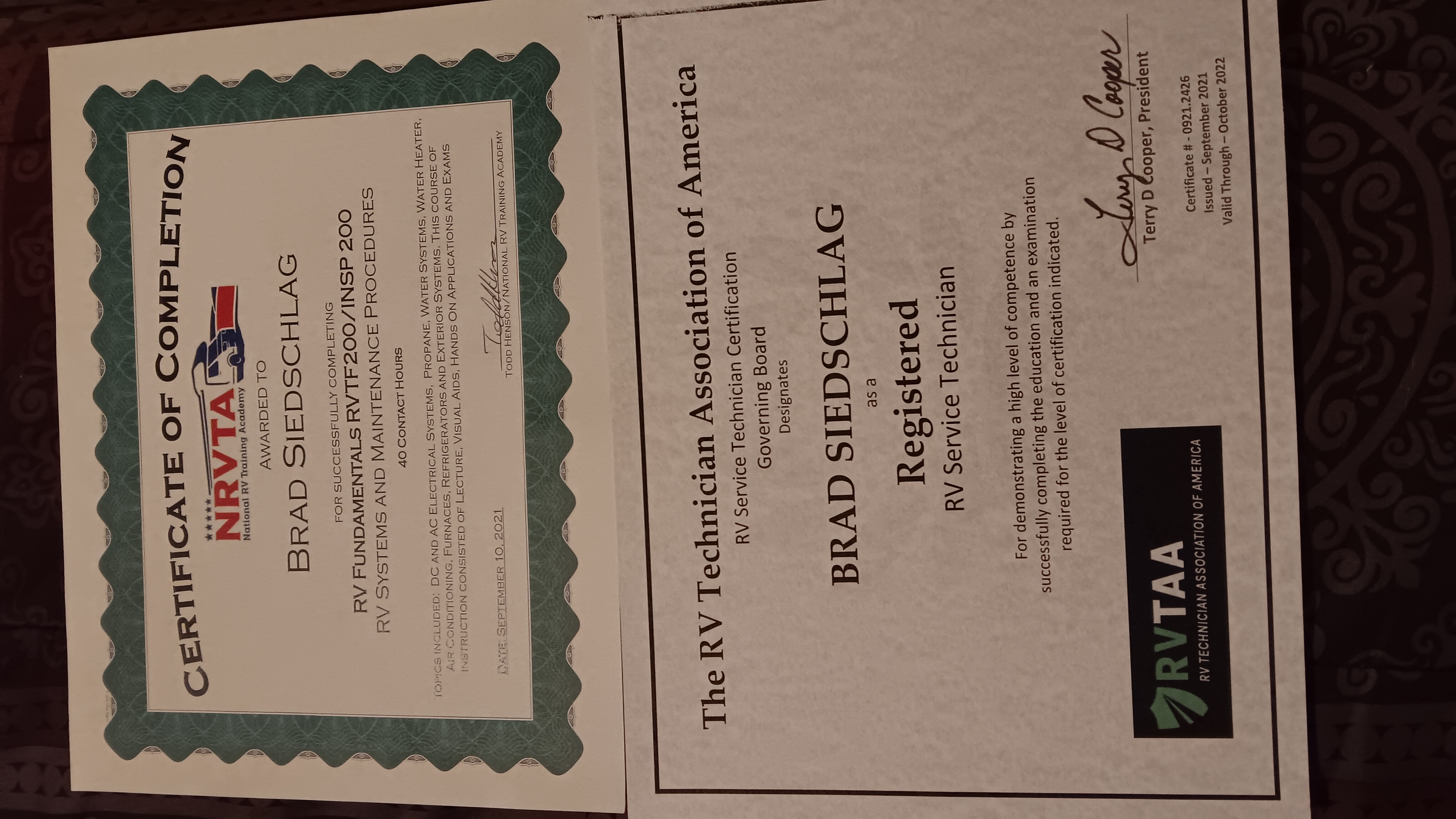 NRVTA / RVTAA certified