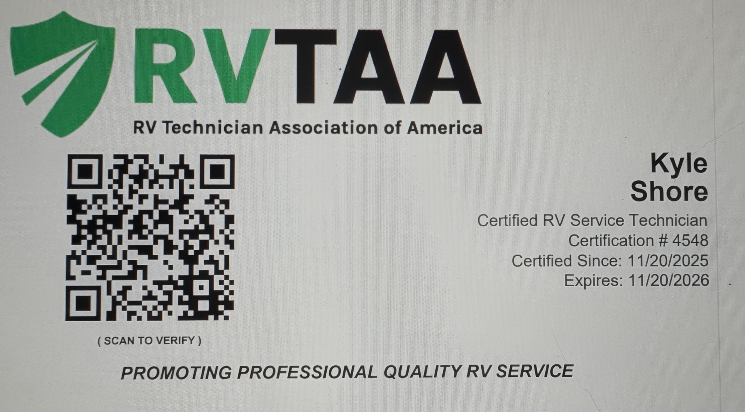 NRVTA certified