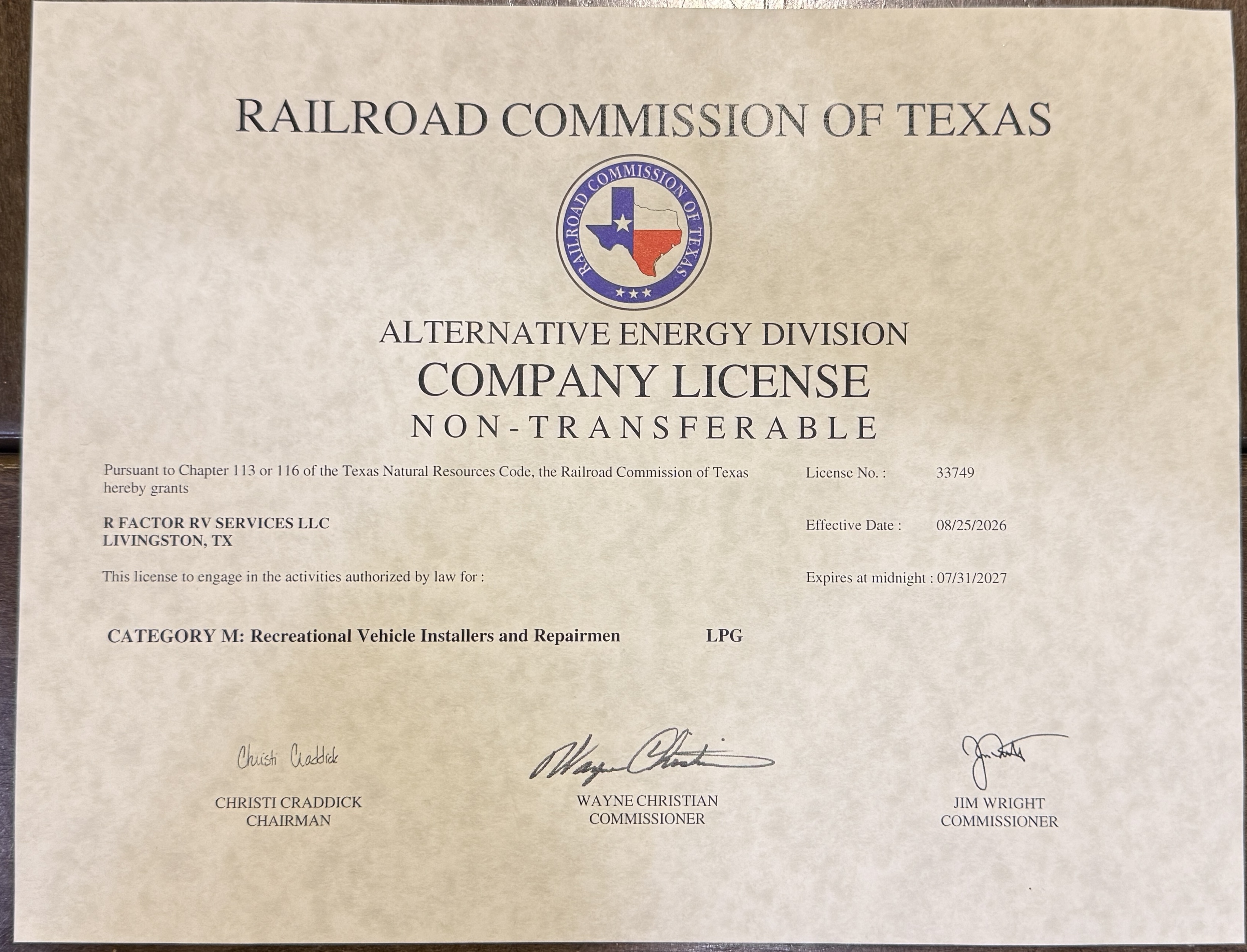 Texas Propane Company License