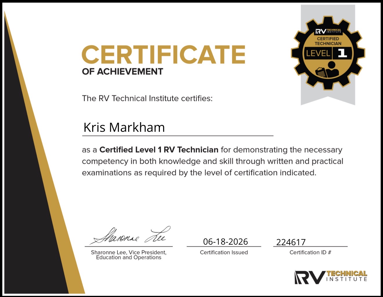 RVTI certified