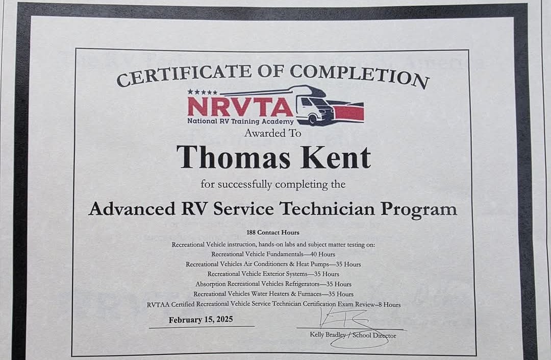 NRVTA / RVTAA certified