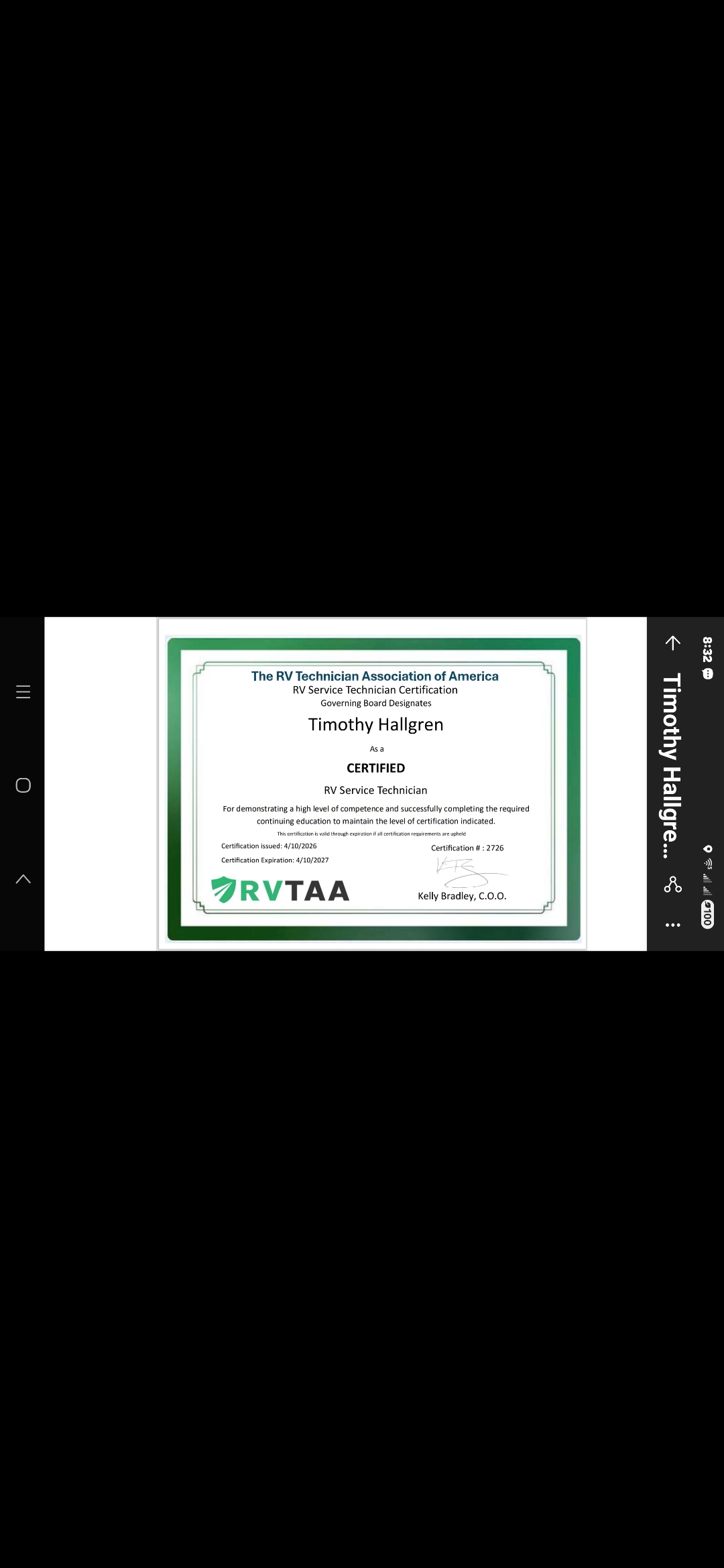 NRVTA / RVTAA certified