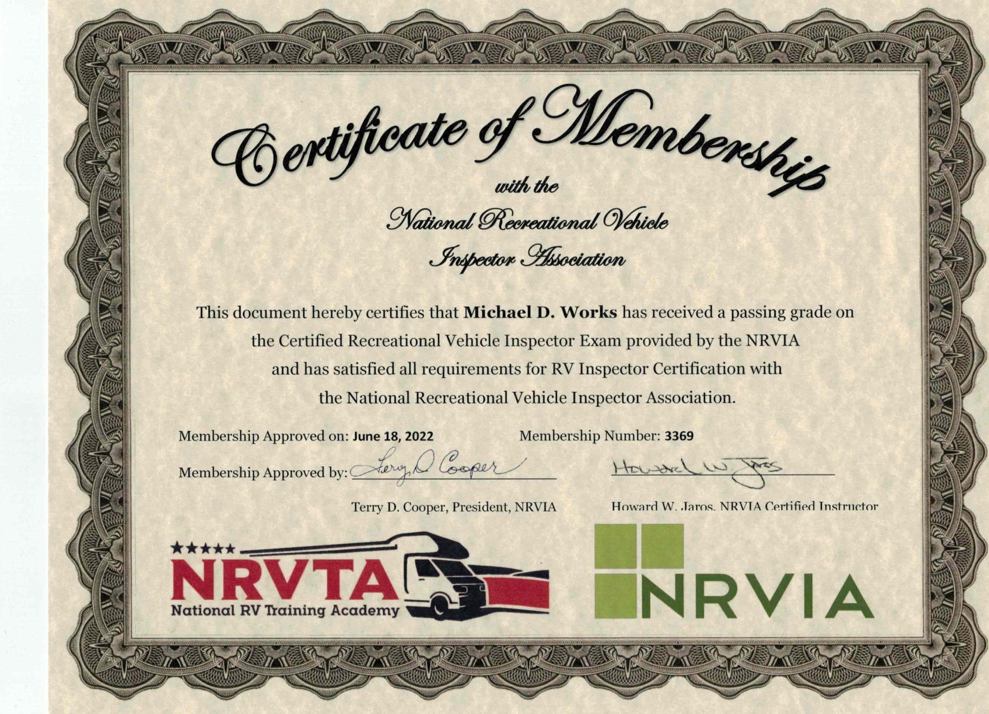 NRVIA certified