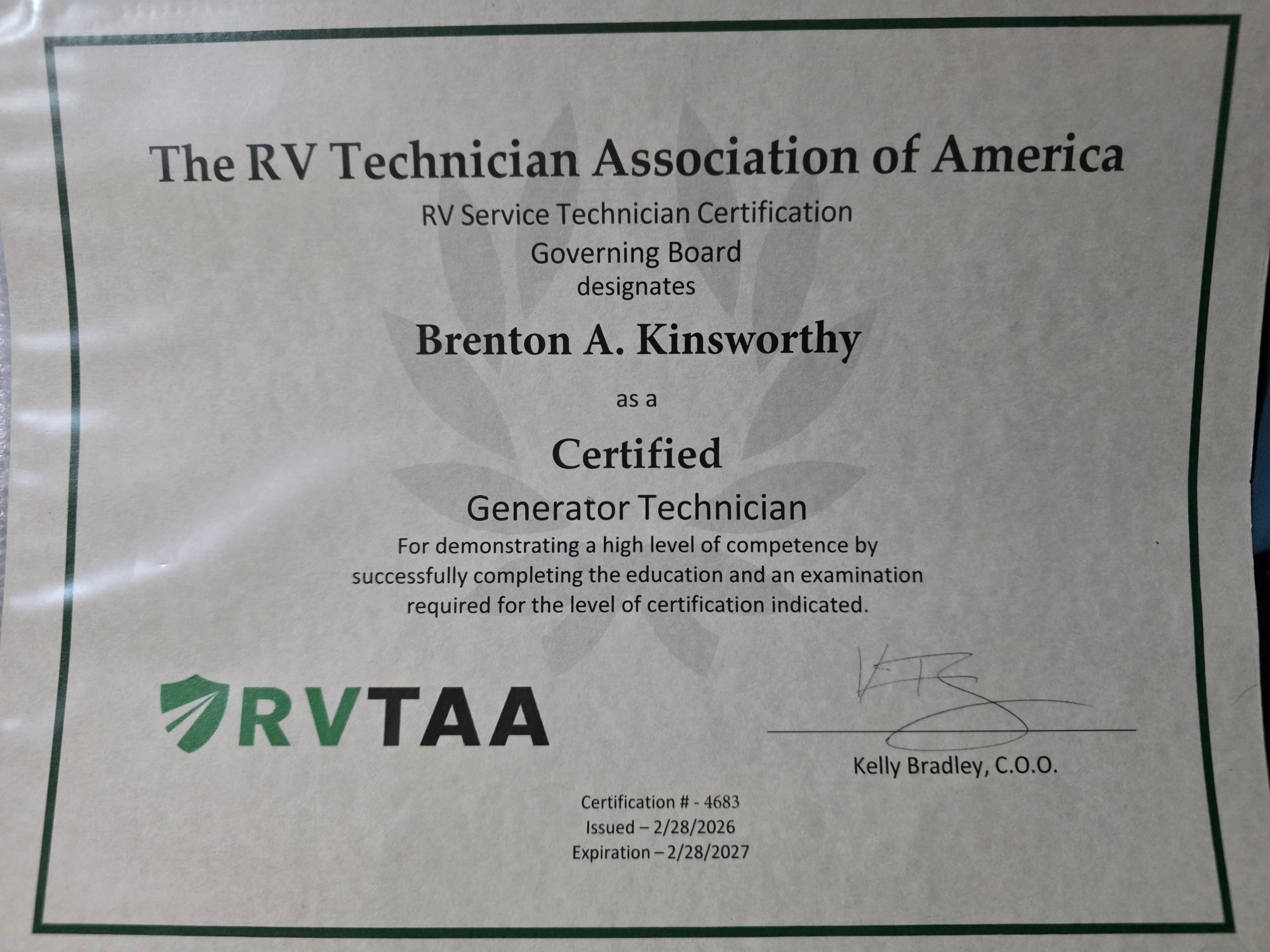 NRVTA / RVTAA certified