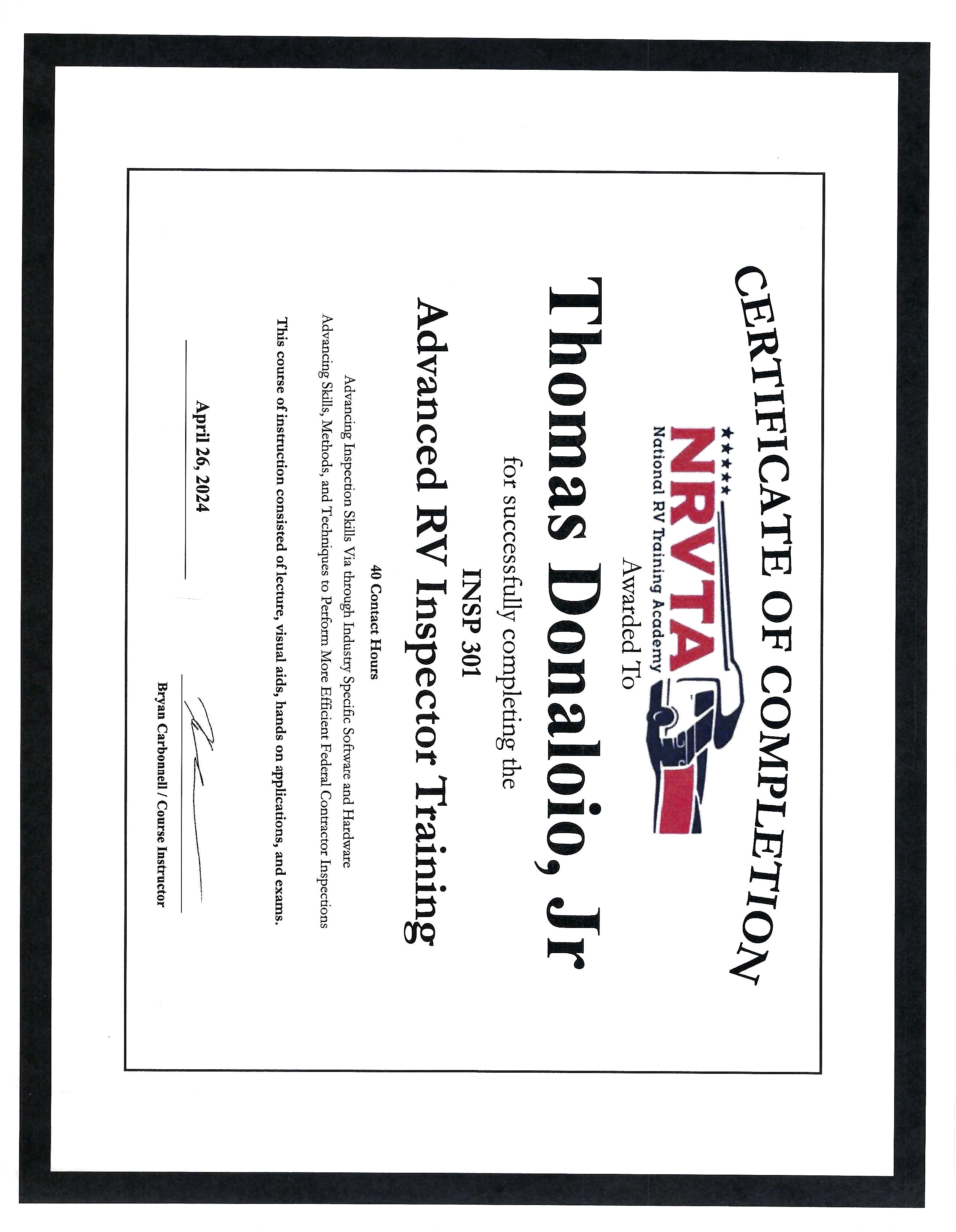 NRVIA certified