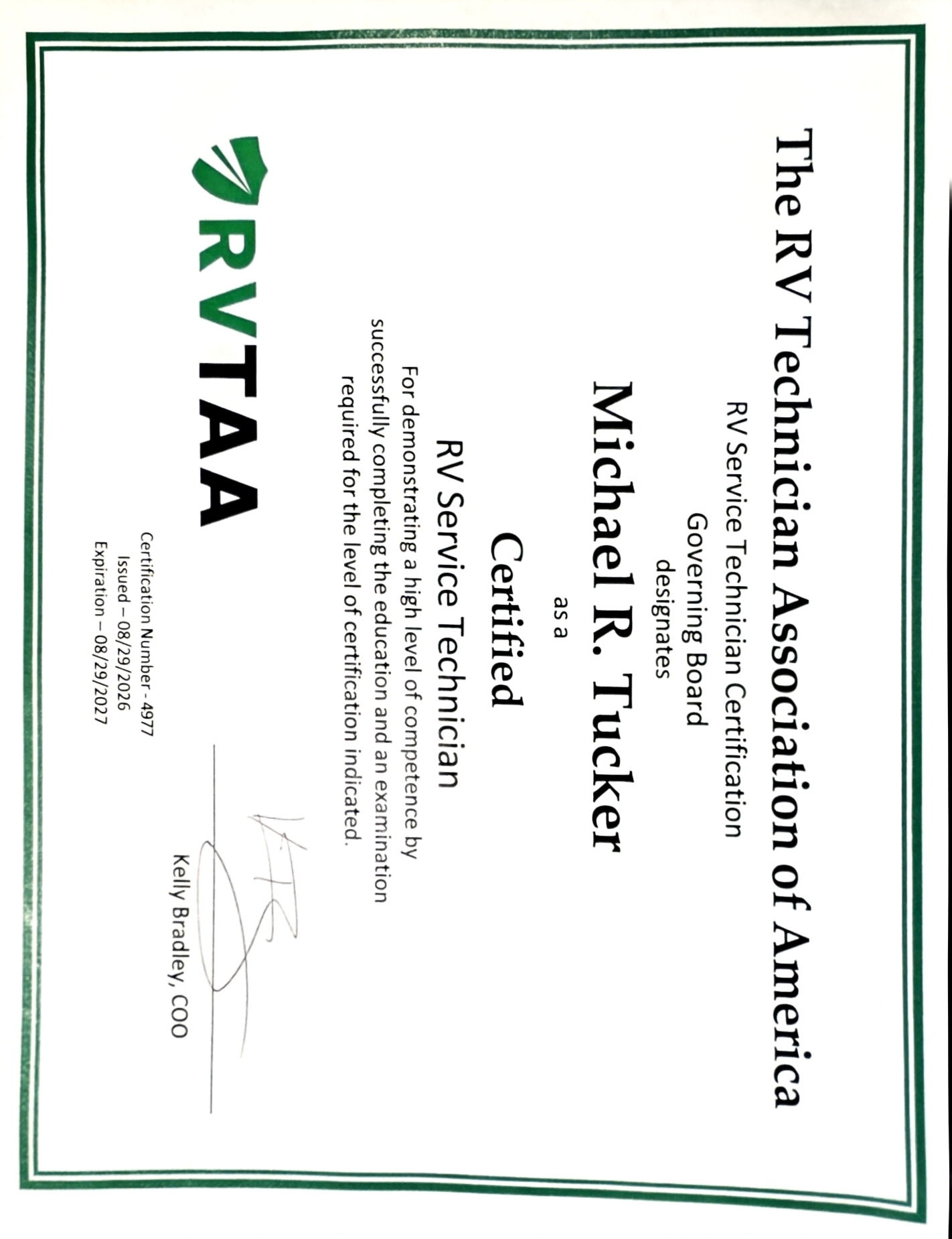 NRVTA / RVTAA certified