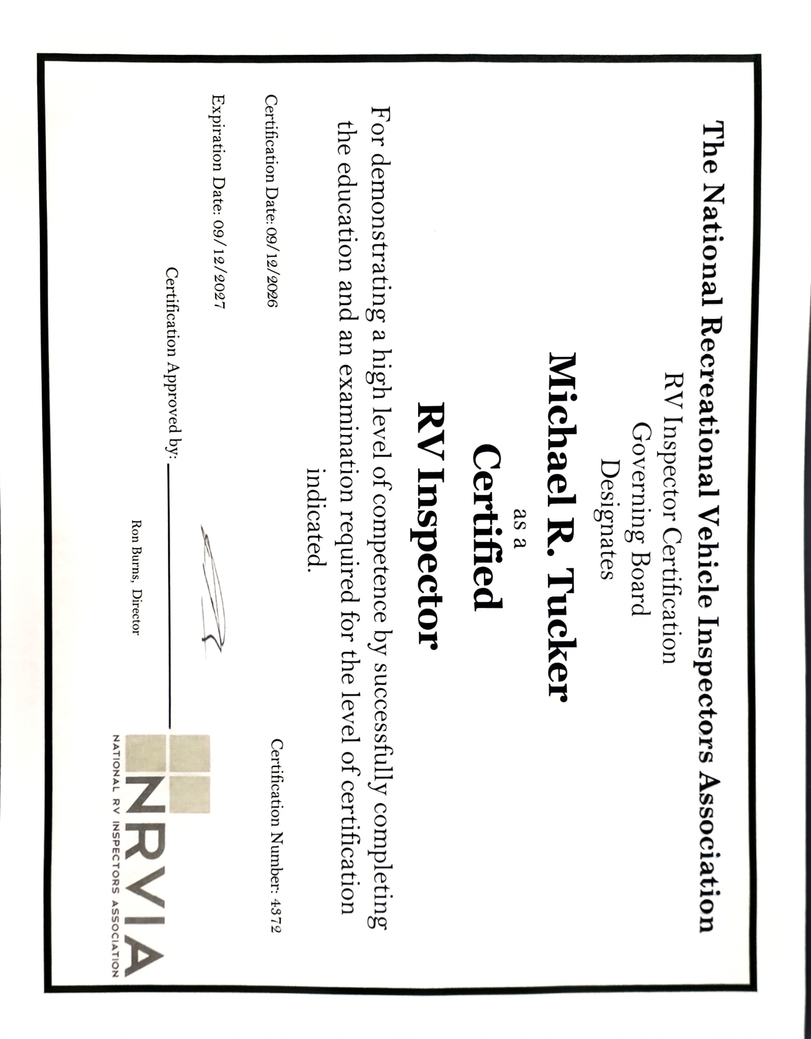 NRVIA certified