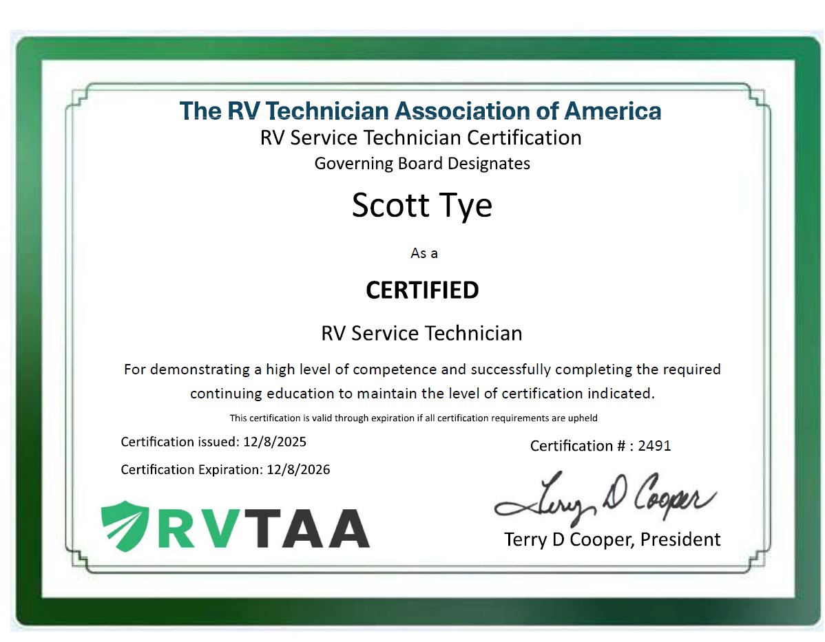 NRVTA / RVTAA certified