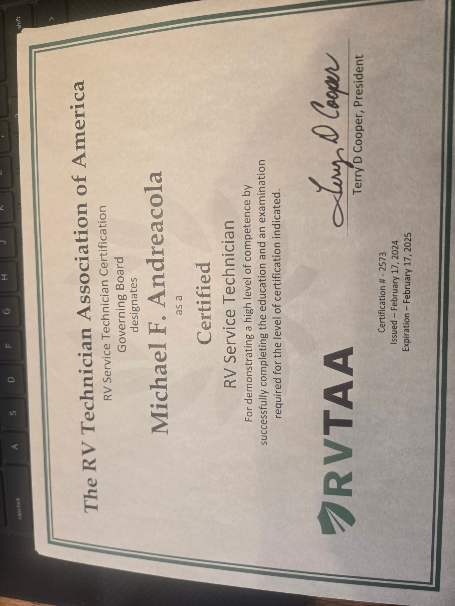 NRVTA / RVTAA certified