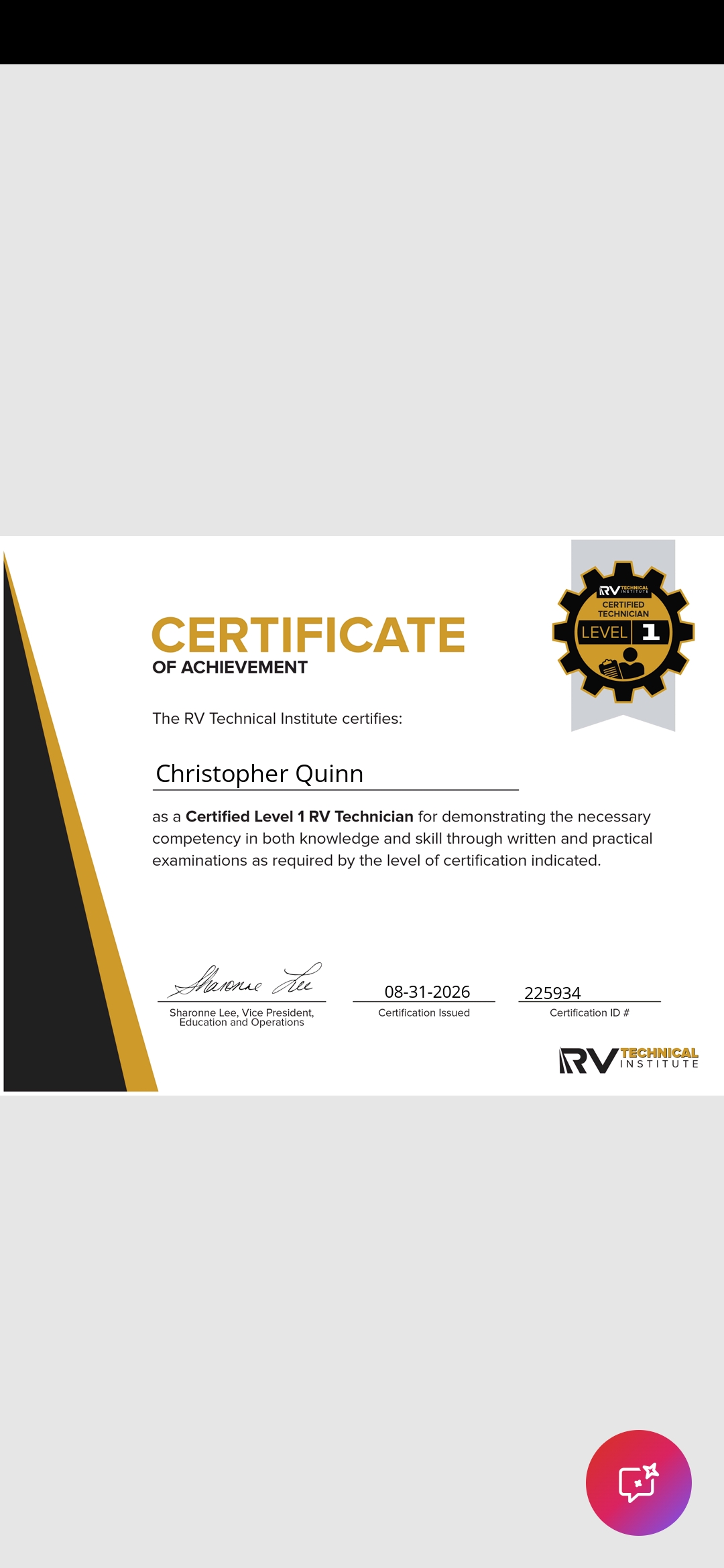 RVTI certified