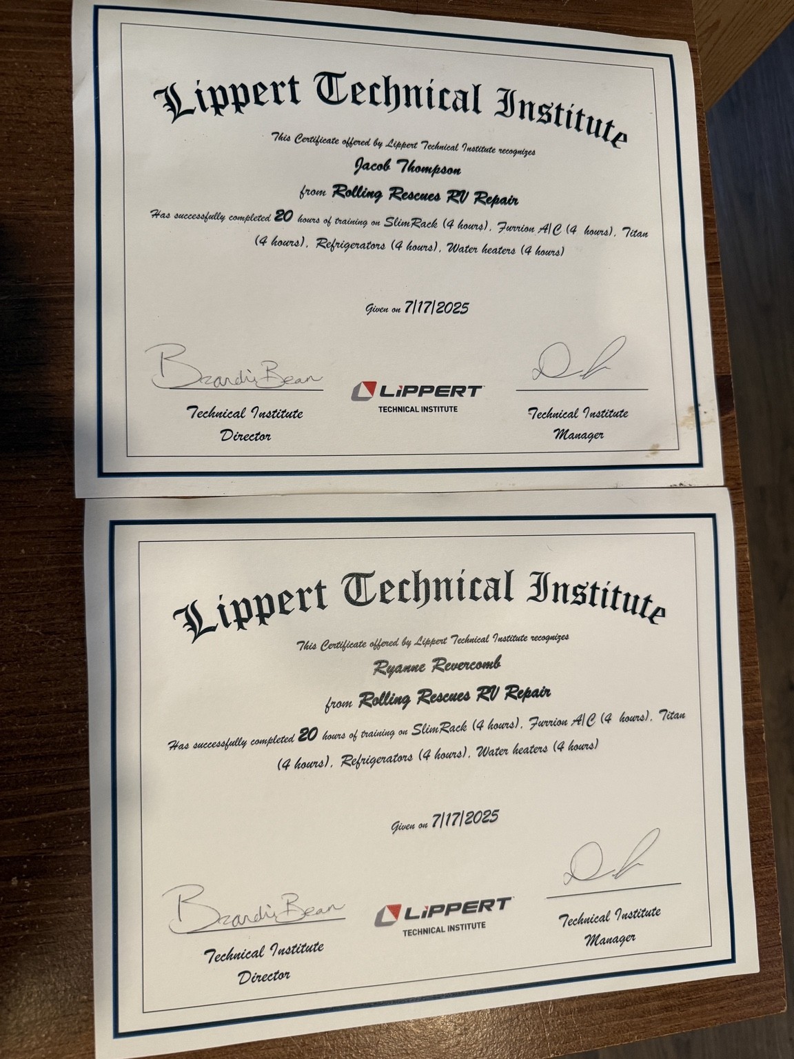 Lippert certified