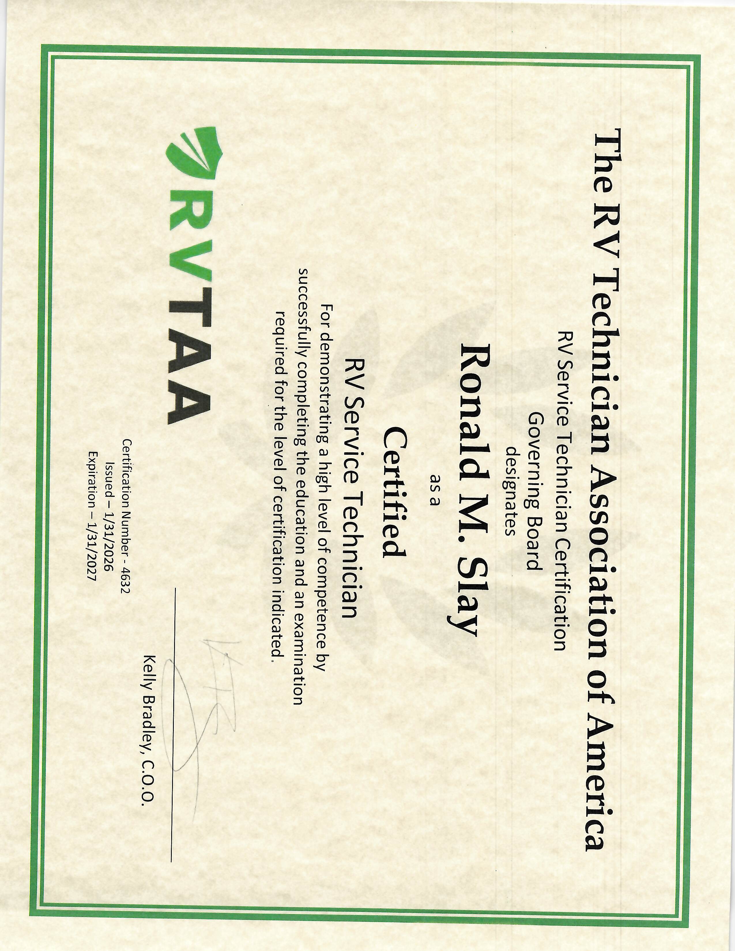 NRVTA / RVTAA certified