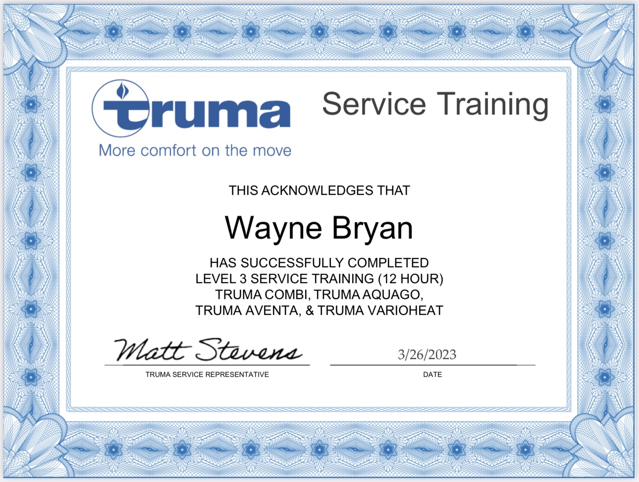 Truma certified