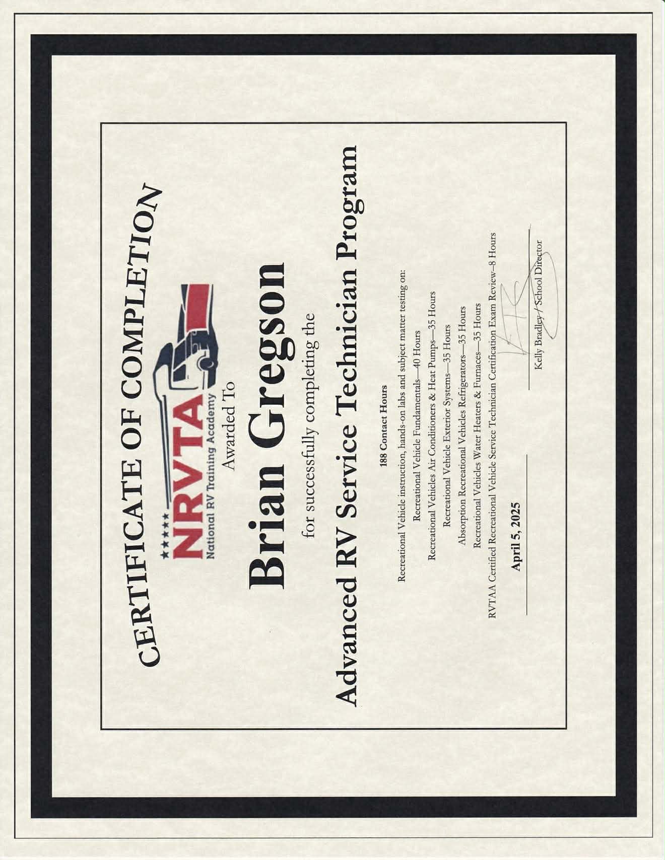 Advanced RV Service Technician Program - Brian Gregson