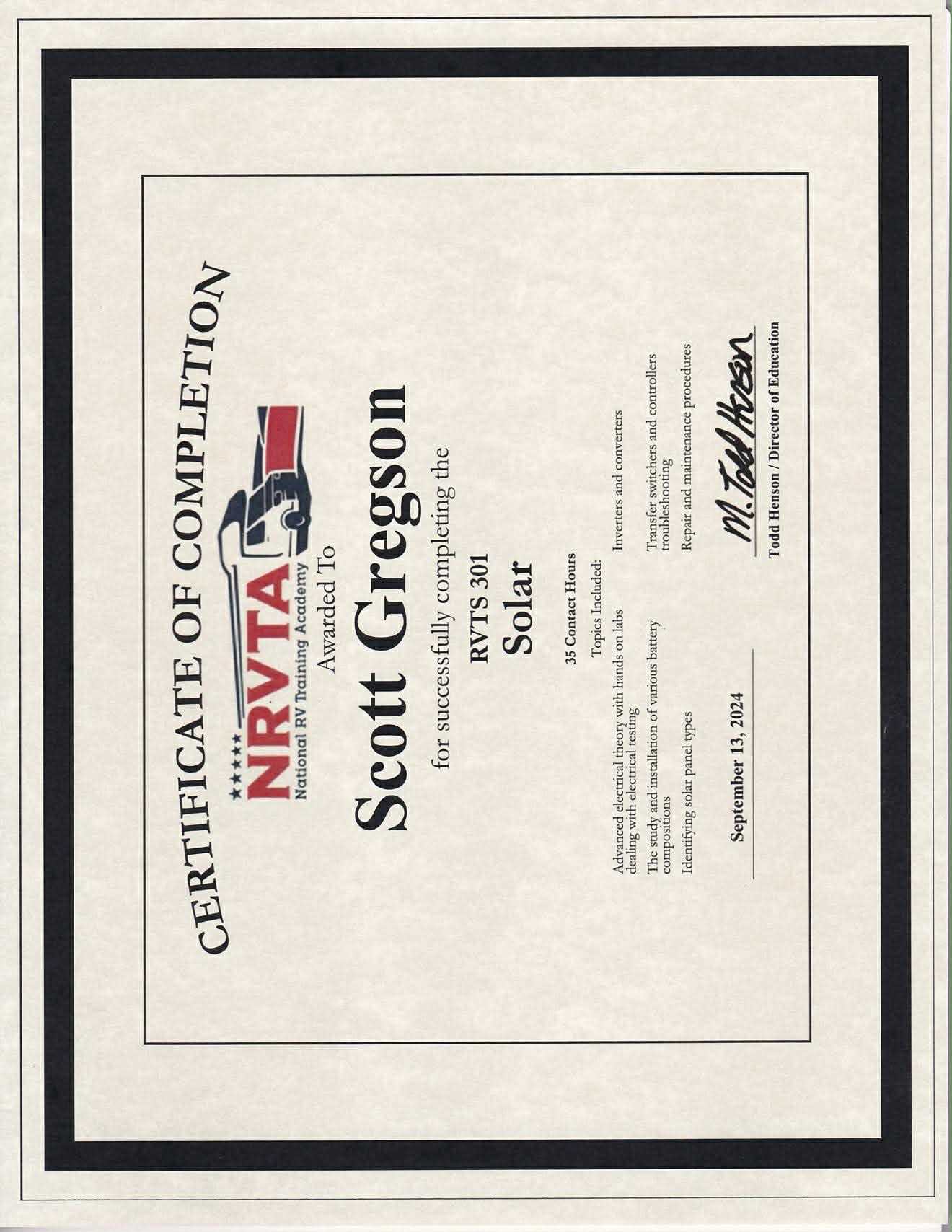 Solar Specialist - Scott Ggregson