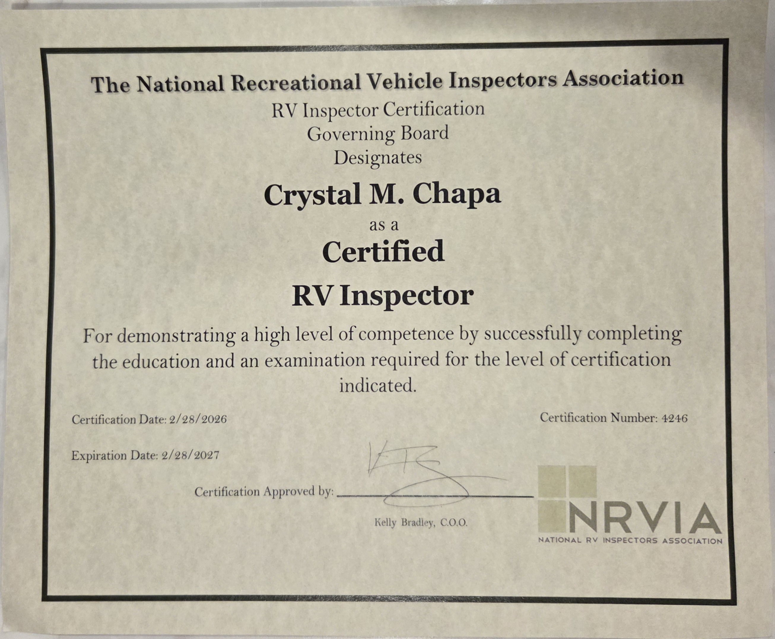 NRVIA certified