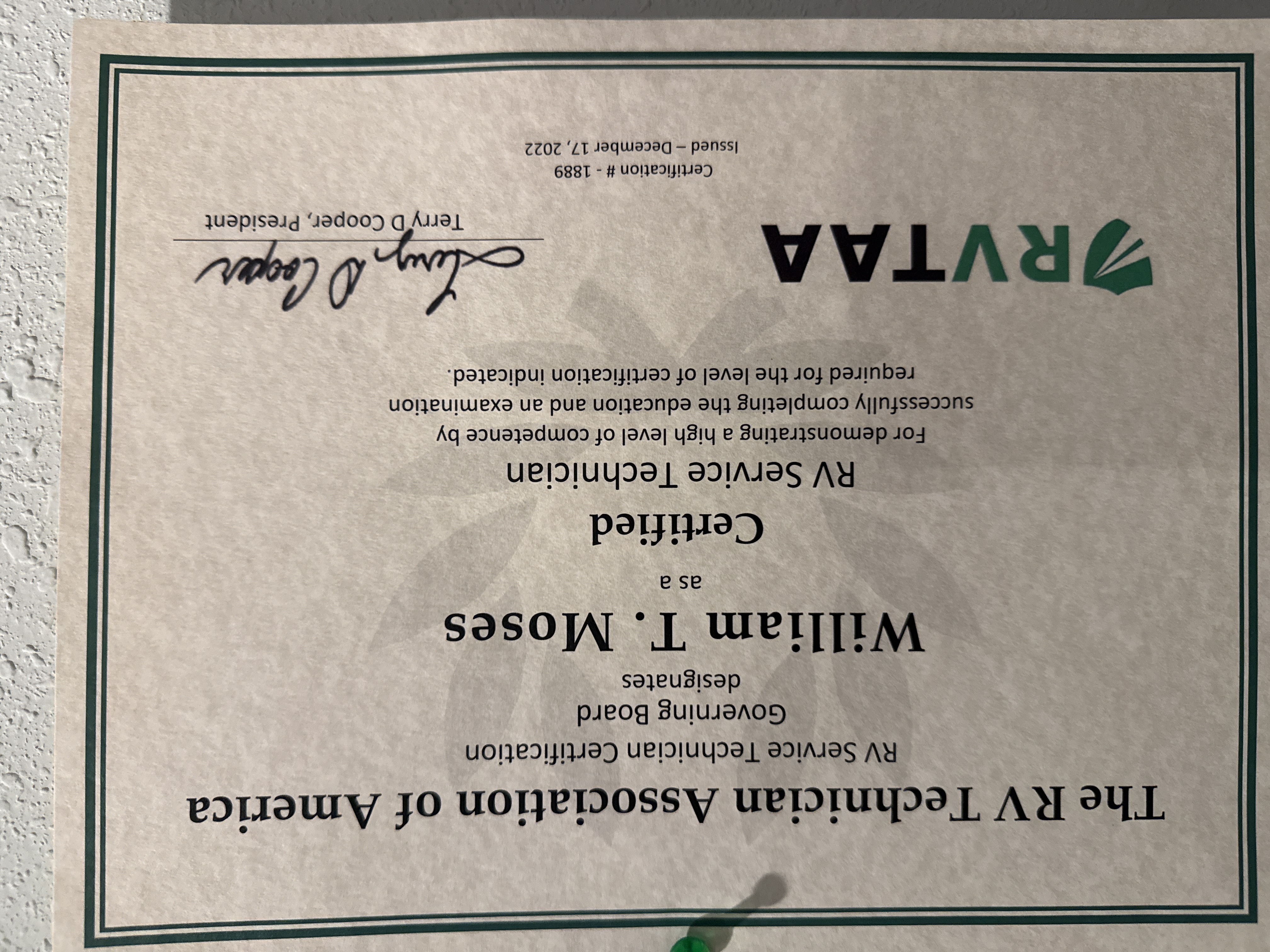 NRVTA certified
